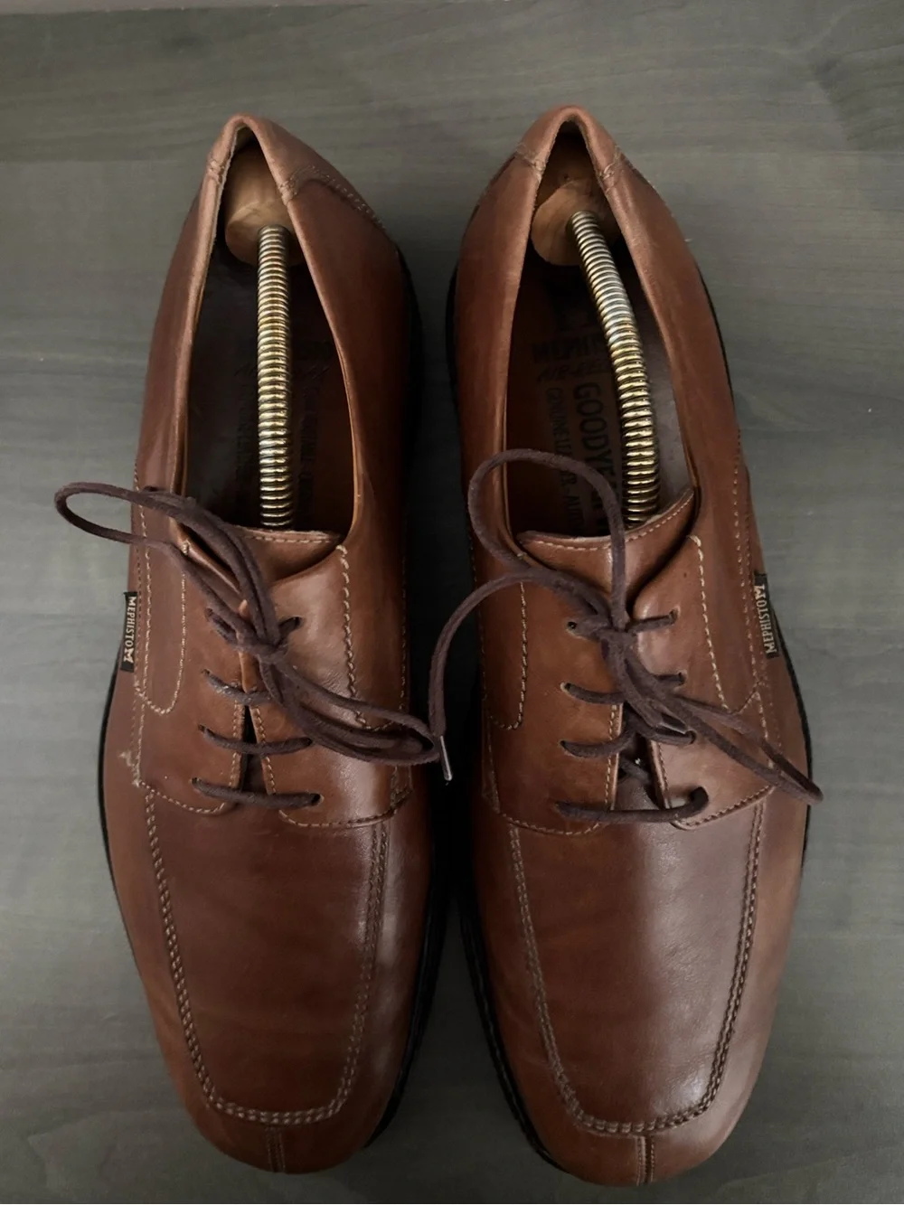 Mephisto Air-Relax Goodyear Welt Apron Toe Leather Derby Shoes Brown Men's 10.5